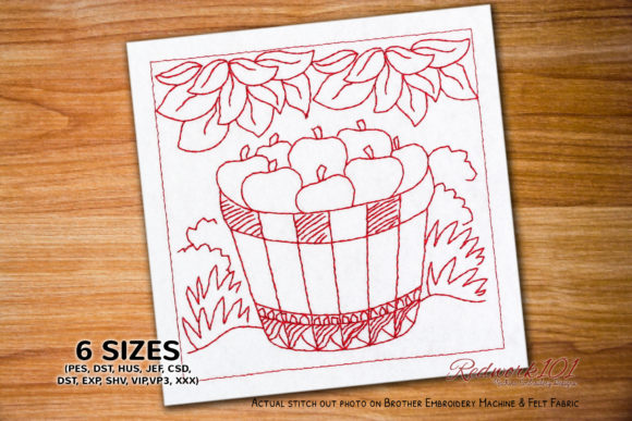 Apples in Wooden Basket Redwork Review