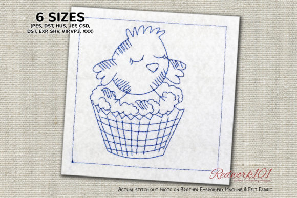 Easter Cup Cake Redwork: A Charming Embroidery Design