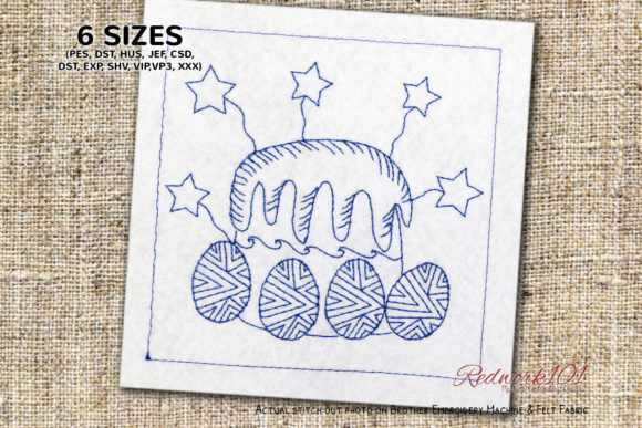 Easter Decorated Egg and Cake Redwork Review