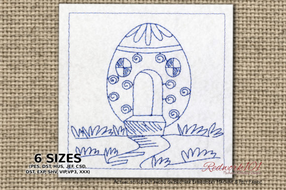 Easter Egg House with Door Redwork