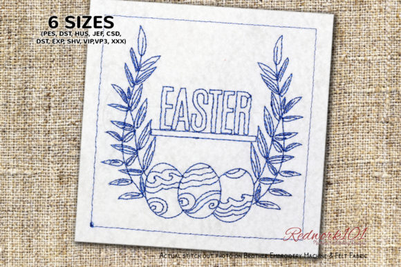 Happy Easter Decorative Egg Redwork