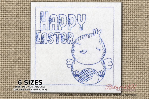 Happy Easter Text Lineart: A Versatile Embroidery Design