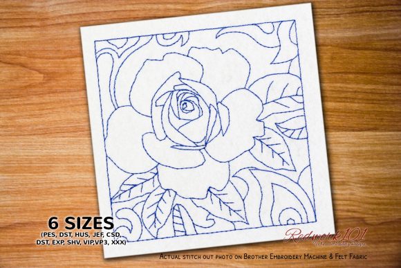 Single Red Rose with Leaf Redwork Review