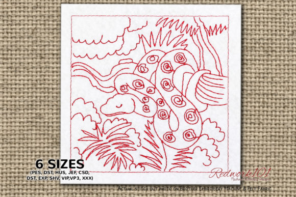 Snake Hanging on a Tree Branch Redwork Review
