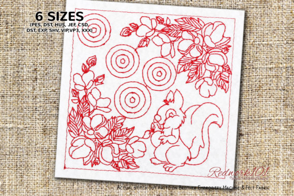 Squirrel in Forest Redwork: Craft Fair Review